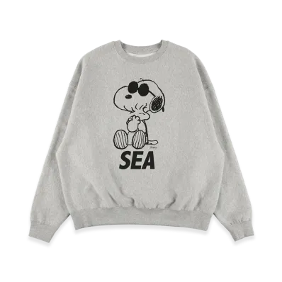 WIND AND SEA x SMOOTHY Snoopy Pigment Crewneck Sweatshirt "Gray"