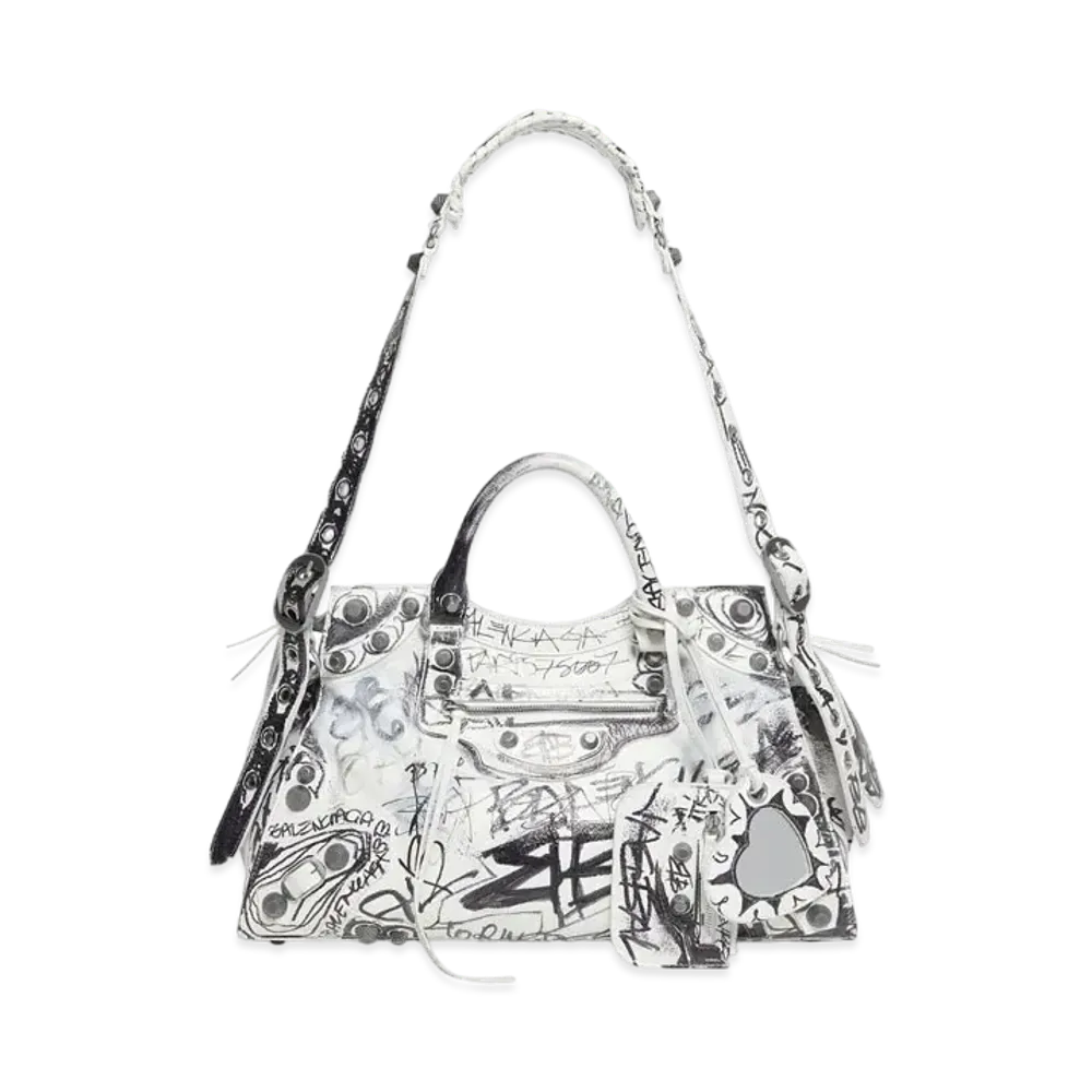 BALENCIAGA Neo Cagole City Handbag Graffiti "White"