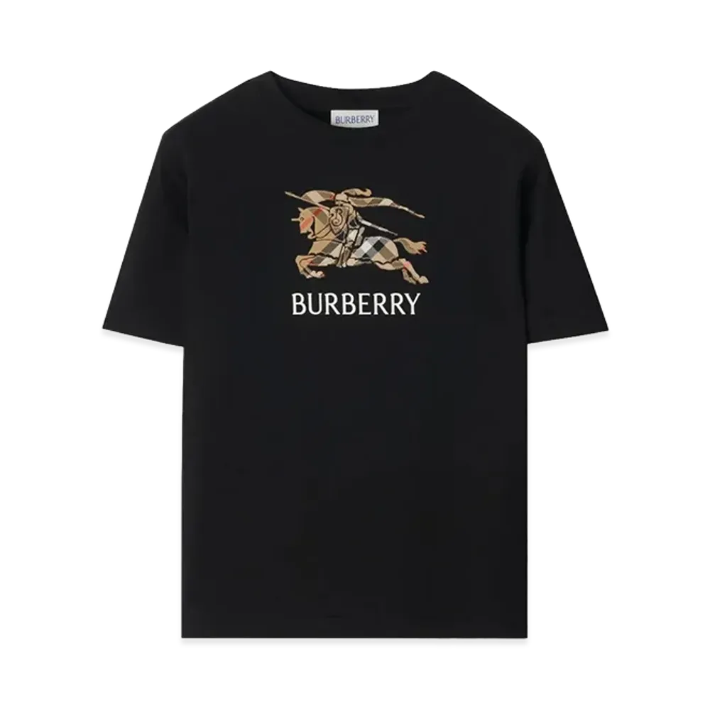 Burberry Kids Ekd Check Cotton T-Shirt "Black"