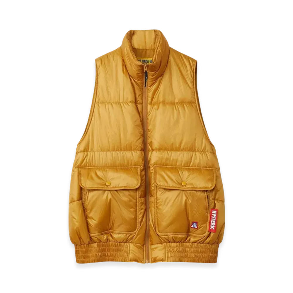 HYSTERIC GLAMOUR See No Evil Patch Stand-Up Collar Vest "Yellow"