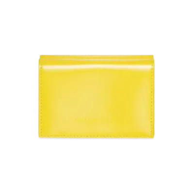 BALENCIAGA Essential Mini Wallet In Shiny Box Calfskin With Contrasted Lining "Yellow"