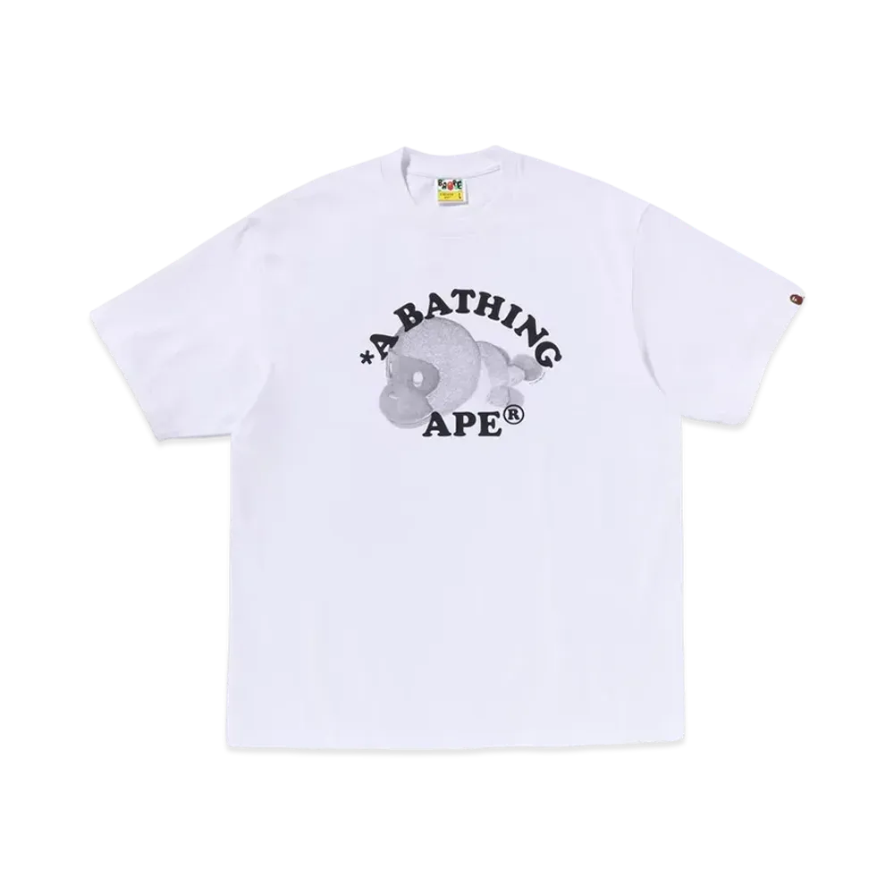 A BATHING APE Milo College Relaxed Fit Tee "White"