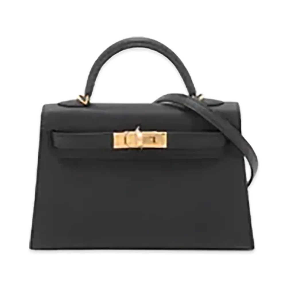 Hermes Mini Kelly 2 20 Sellier Veau Epsom "Noir/Champagne Gold"