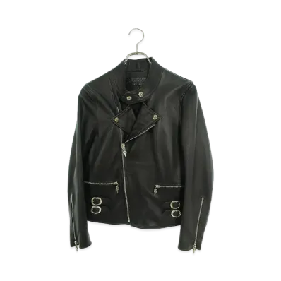 Chrome Hearts Stand Collar Double Ridera Leather Jacket "Black"