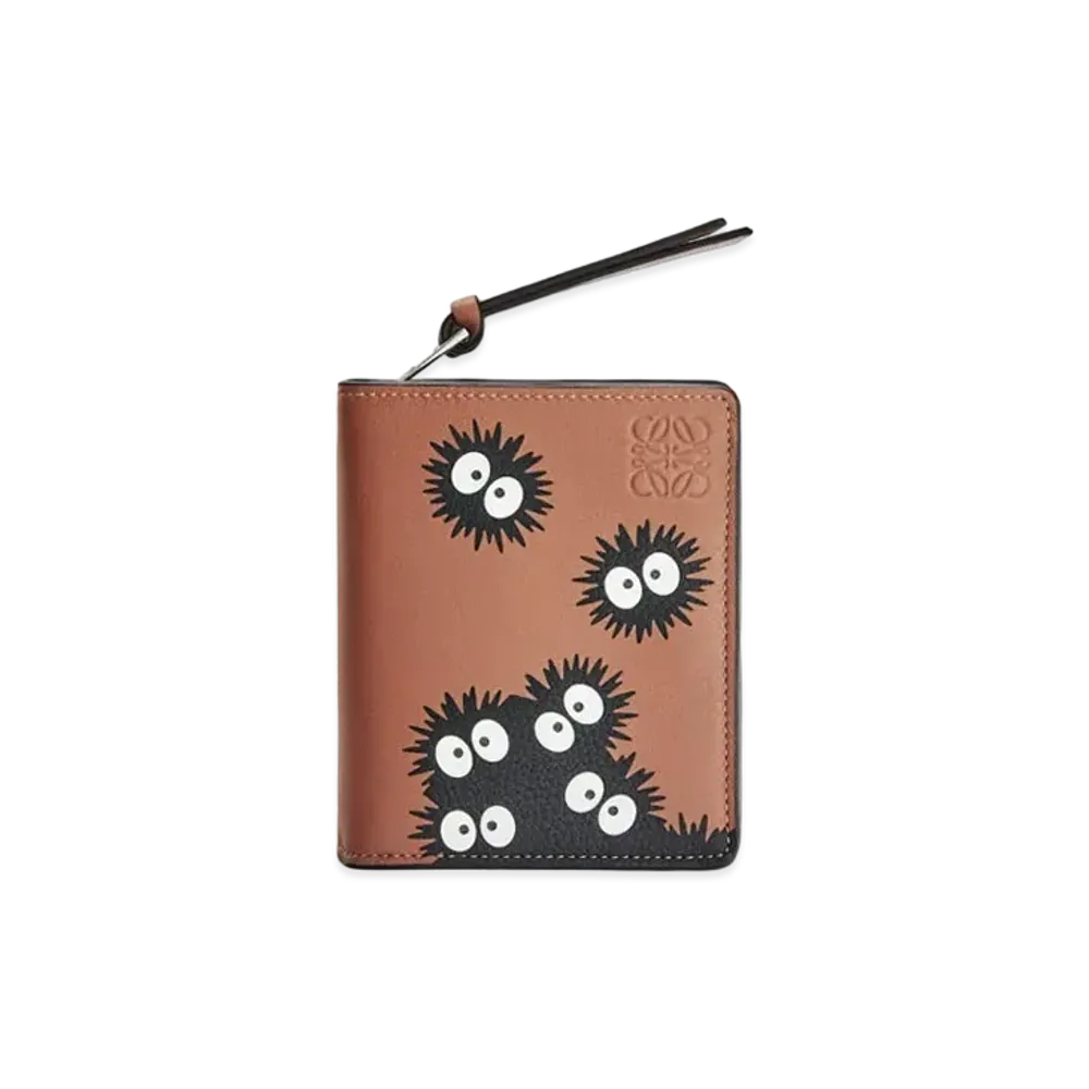 LOEWE x My Neighbor Totoro Dust Bunnies Compact Zip Wallet In Classic Calfskin "Havana"