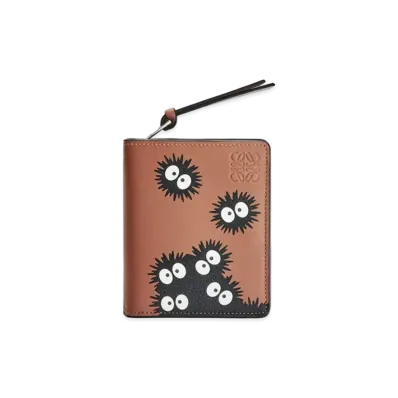 LOEWE x My Neighbor Totoro Dust Bunnies Compact Zip Wallet In Classic Calfskin "Havana"