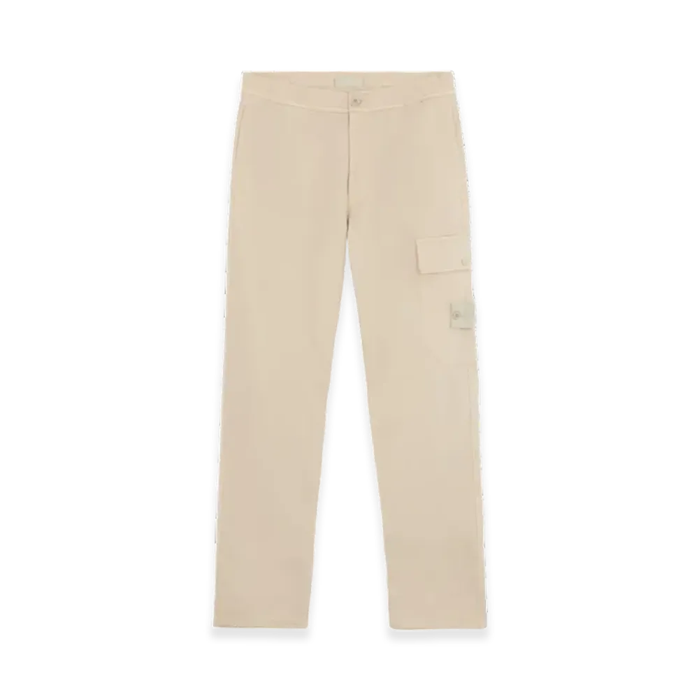 Stone Island 336F6 Ghost Stretch Cotton Wool Satin Cargo Pants with Pockets and Elasticated Waist - 24FW "Beige"