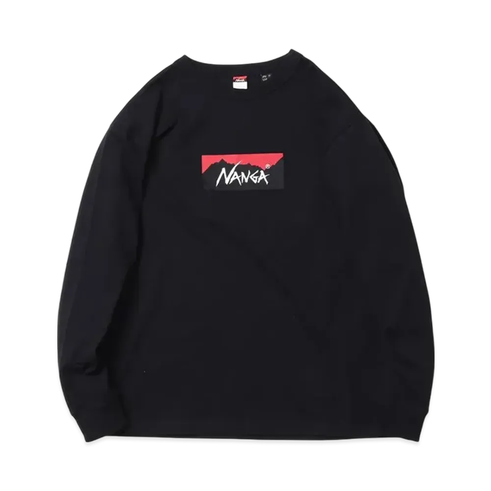 NANGA LS T-Shirt Crew Neck Logo Hybrid "Black"