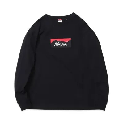 NANGA LS T-Shirt Crew Neck Logo Hybrid "Black"