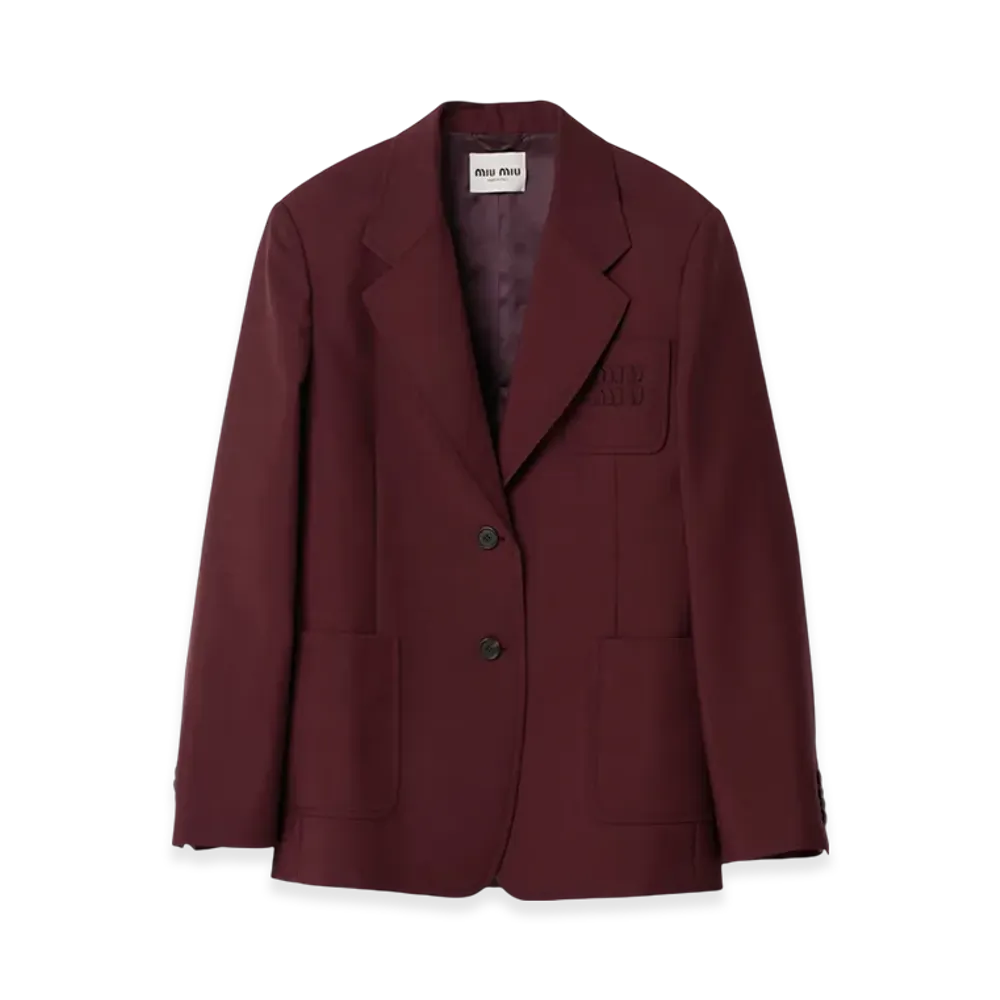 MIU MIU Women's Prince of Wales Check Wool Jacket "Slate Grey"