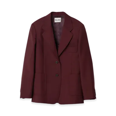 MIU MIU Women's Prince of Wales Check Wool Jacket "Slate Grey"