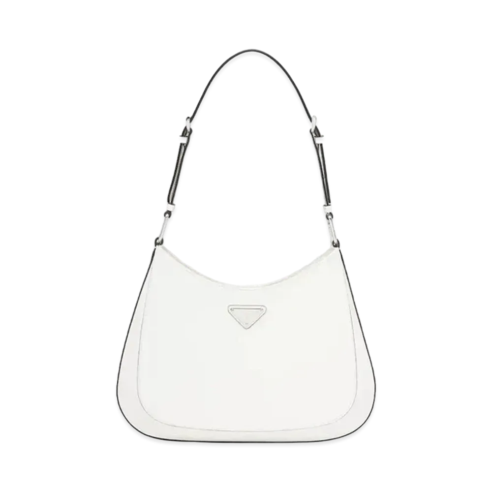 PRADA Cleo Brushed Leather Shoulder Bag "White"
