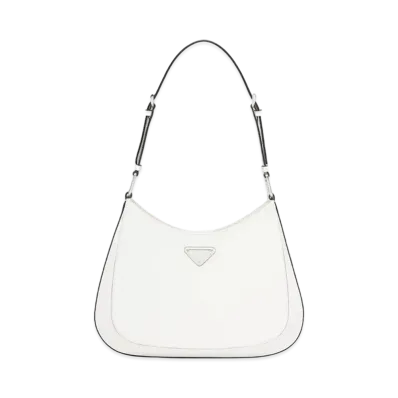 PRADA Cleo Brushed Leather Shoulder Bag "White"
