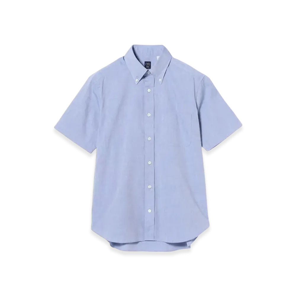 BEAMS Coolmax Chambray Short Sleeve Button Down Shirt "Blue"