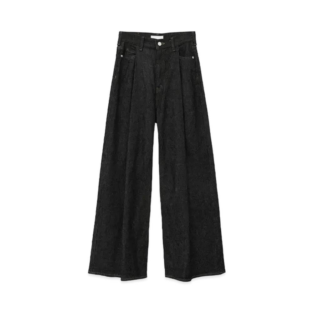 CLANE x Suzu Hirose Tuck Wide Denim Pants "Light Black"