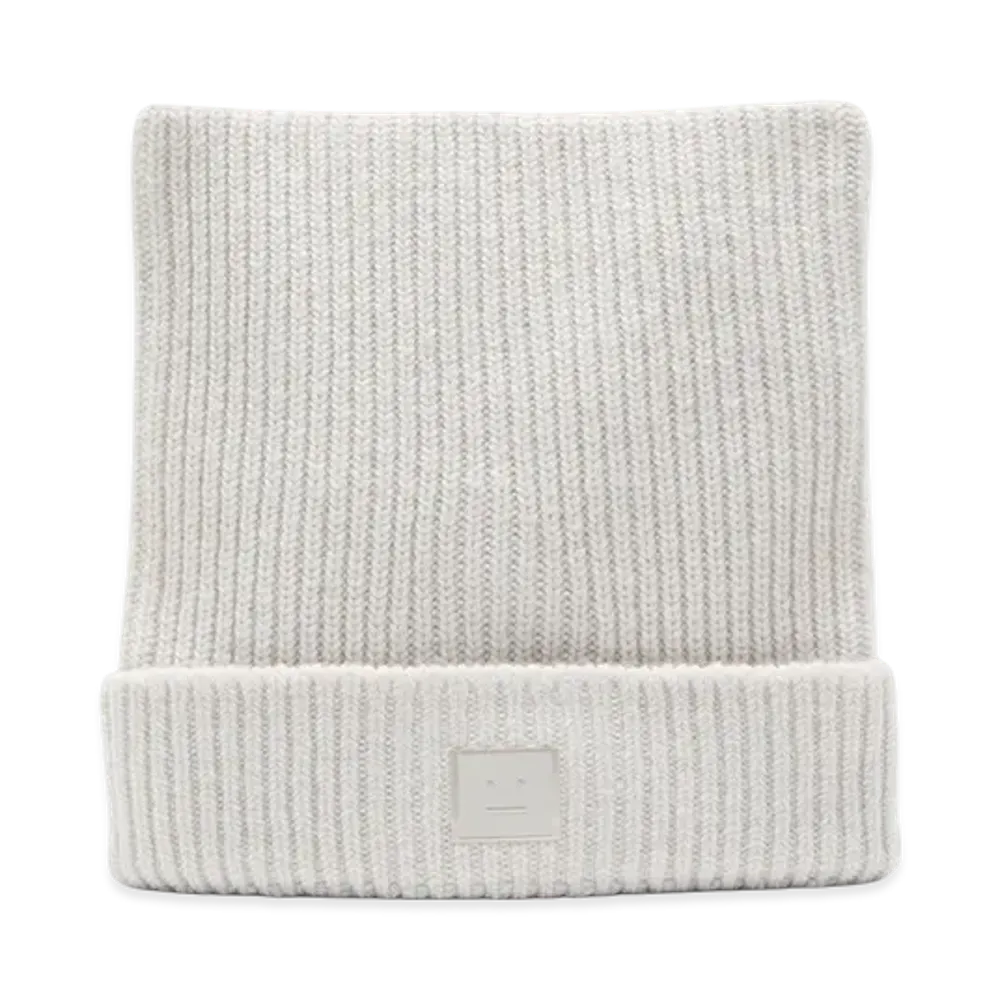 Acne Studios Face Logo Square Beanie - Yak "Oatmeal Melange"
