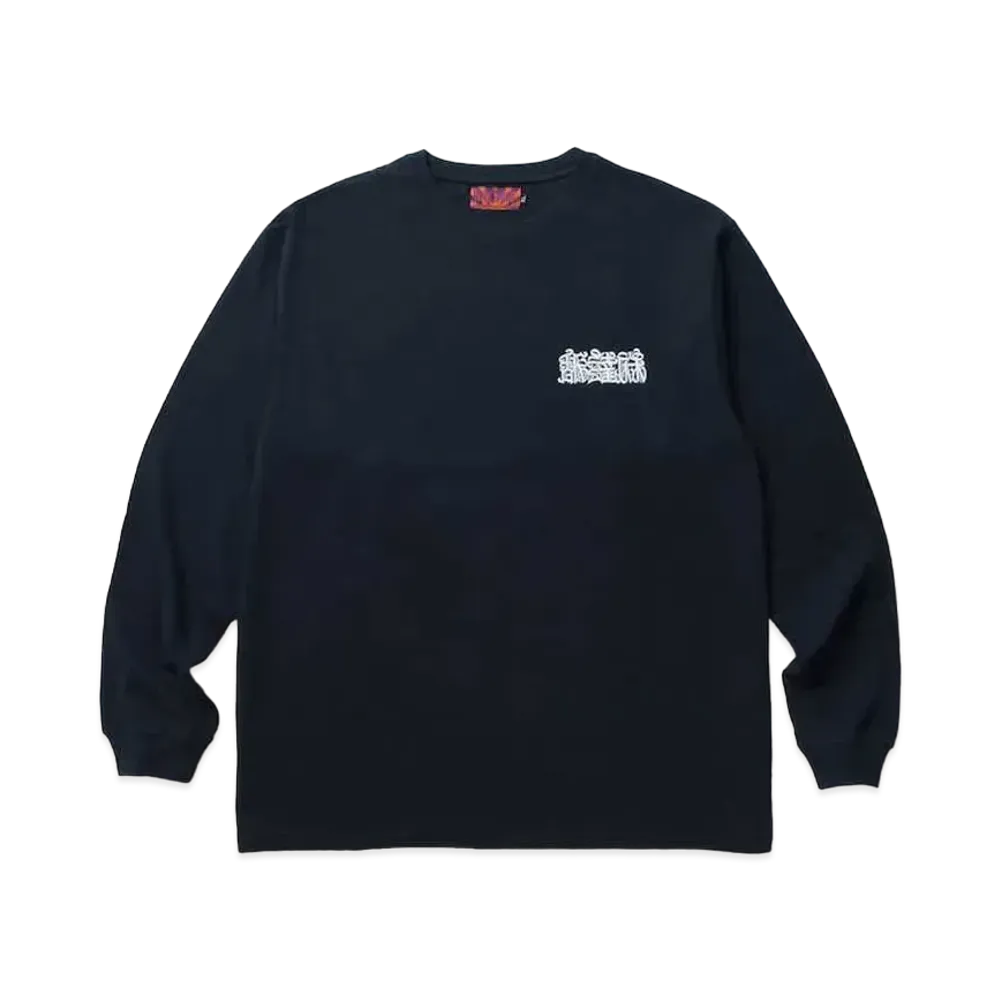 APHRODITEGANG NAMEDARUMA LOGO EMBROIDERY L/S TEE "Navy"