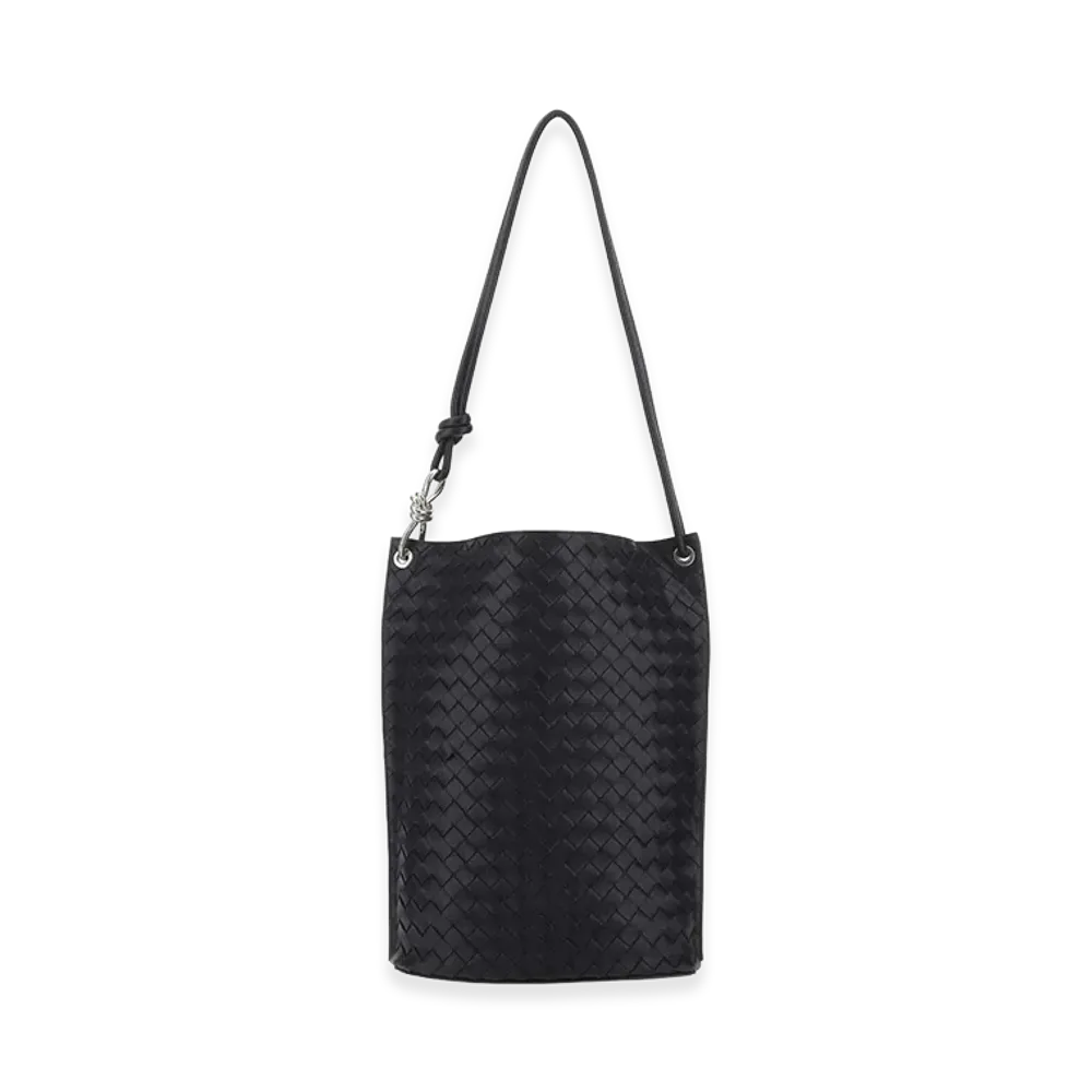 Bottega Veneta Leather Knot Bucket Shoulder Bag "Midnight Blue"