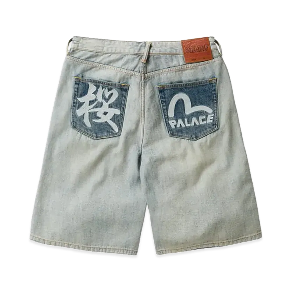 PALACE x EVISU Long Denim Short "Reverse Indigo"