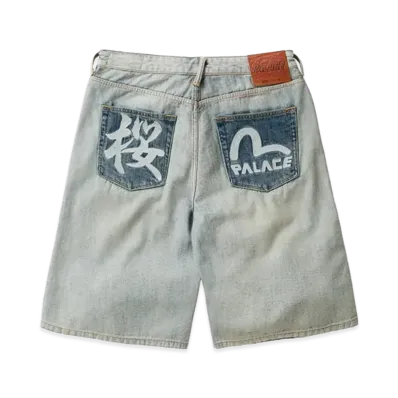 PALACE x EVISU Long Denim Short "Reverse Indigo"