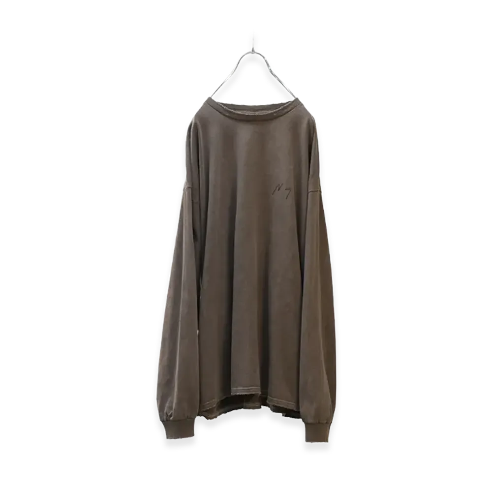 ANCELLM Embroidery Dyed LS T-Shirt "Brown"