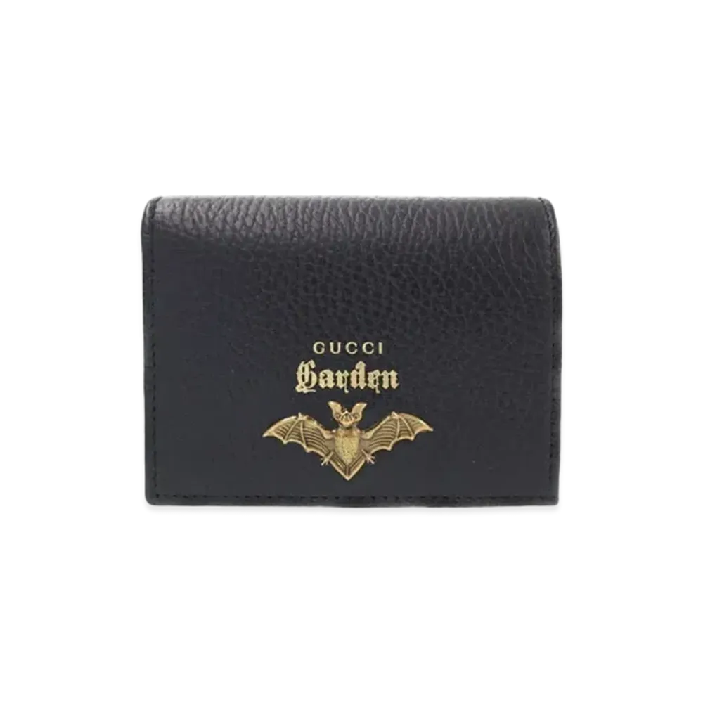 GUCCI Compact Wallet Gucci Garden Bat Leather "Black"