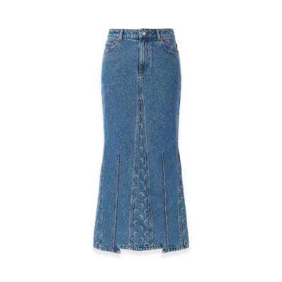 Marine Serre Women's "Moon Laser" Long Skirt "Denim"