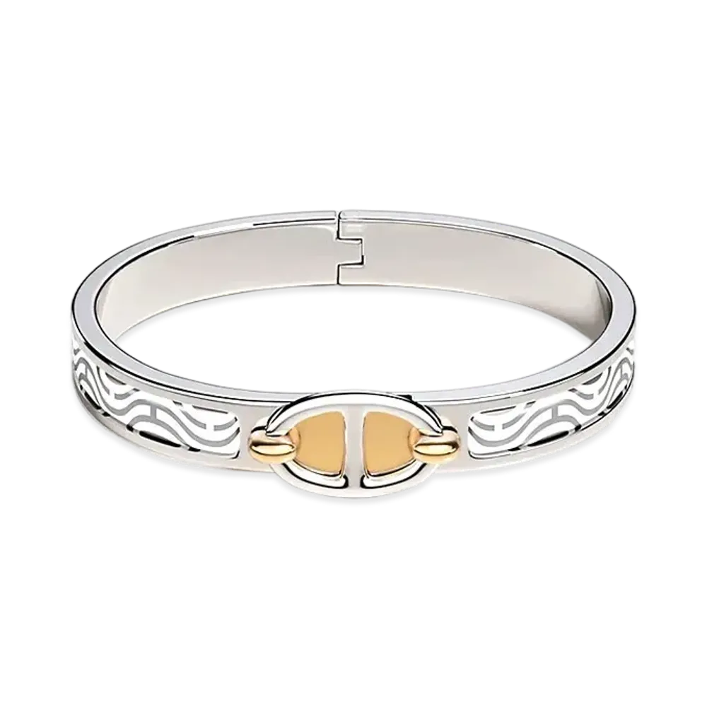 Hermes Mini Clic Chaine D'ancre Maillon Bracelet "Blanc Platine/Palladium"