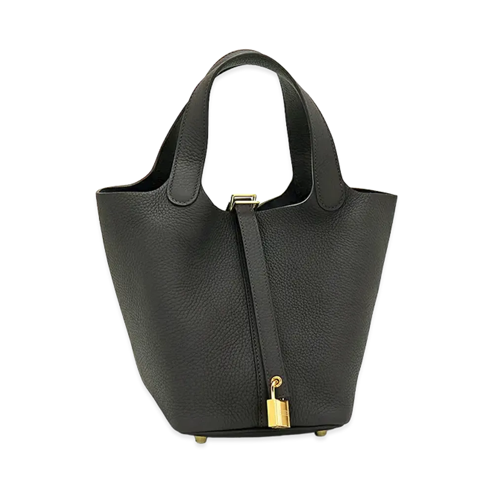 Hermes Women's Picotin Lock PM 18 Taurillon Clemence Handbag "Prunoir"