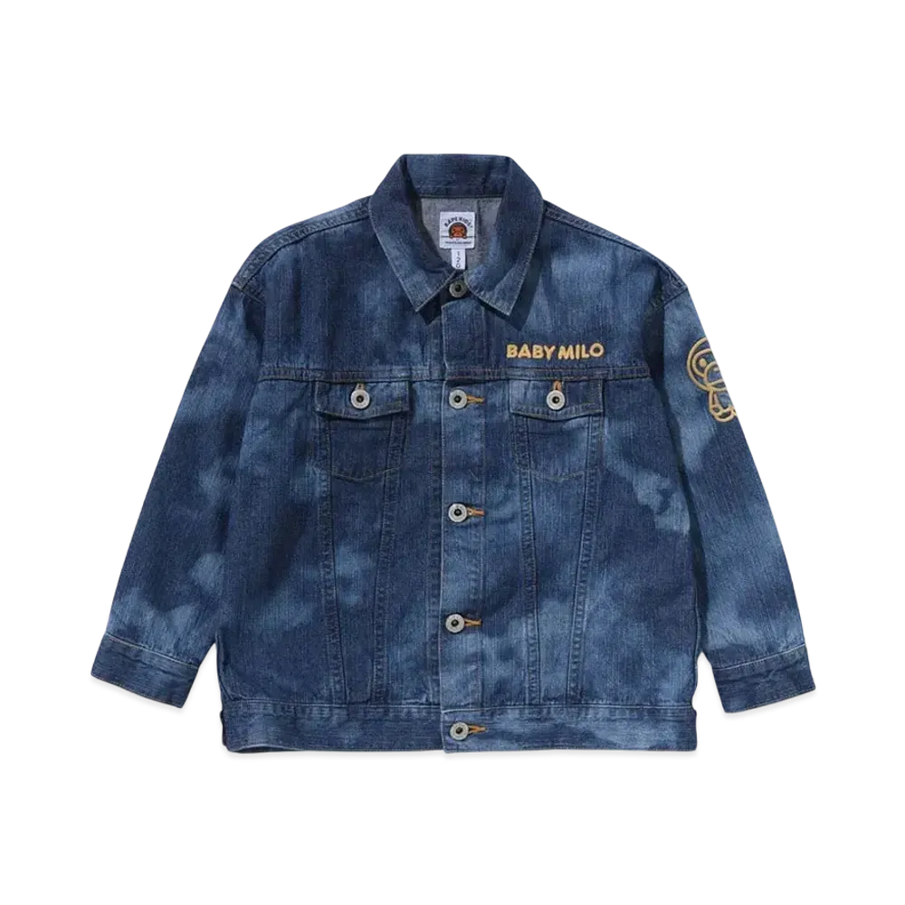 A BATHING APE Milo High Tone Bleach Loose Fit 10Oz Denim Jacket "Indigo"