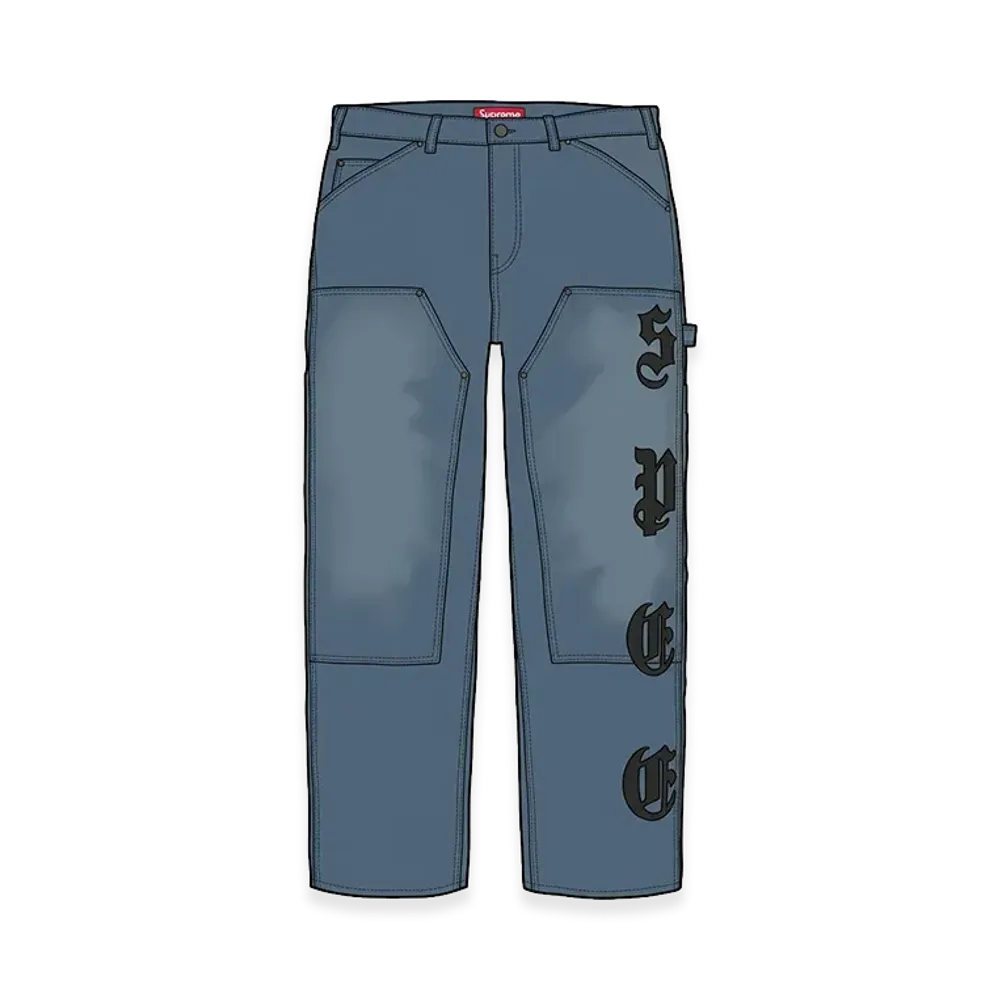 Supreme Leather Applique Double Knee Painter Pant "Navy"