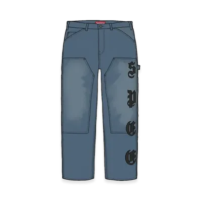 Supreme Leather Applique Double Knee Painter Pant "Navy"