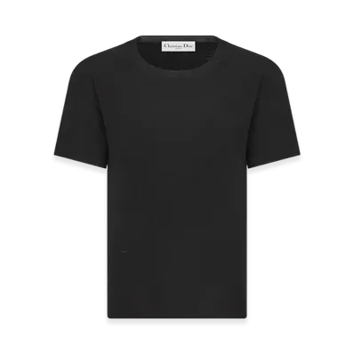 Dior Women's Short-Sleeved Sweater Cashmere Silk Knit "Black"