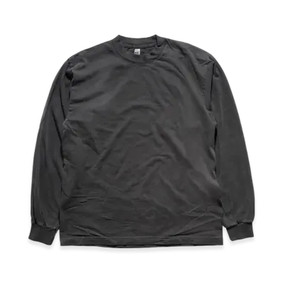 Los Angeles Apparel 6.5OZ Garment Dyed Crew Neck Long Sleeve T-Shirt "Vintage Black"