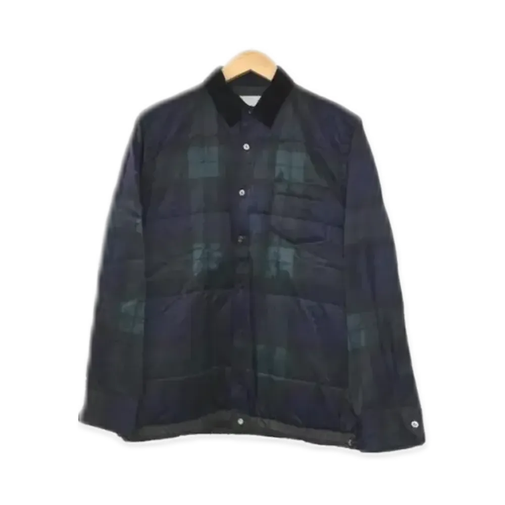 Sacai paded check shirt jacket "Navy"