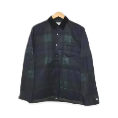 Sacai paded check shirt jacket "Navy"
