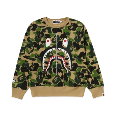 A BATHING APE Ladies ABC Camo Shark Crewneck Sweatshirt "Green"