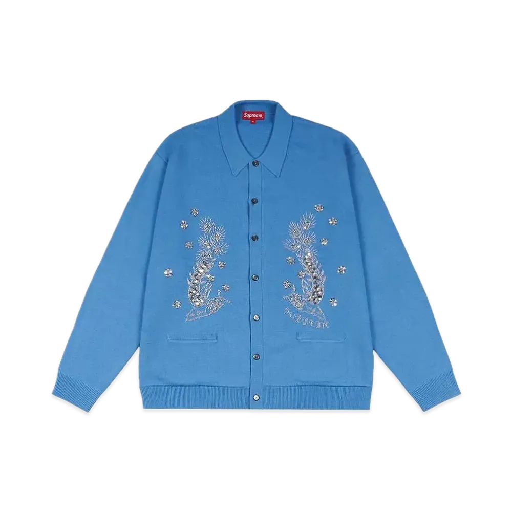 Supreme Beaded Applique Cardigan "Bright Blue"