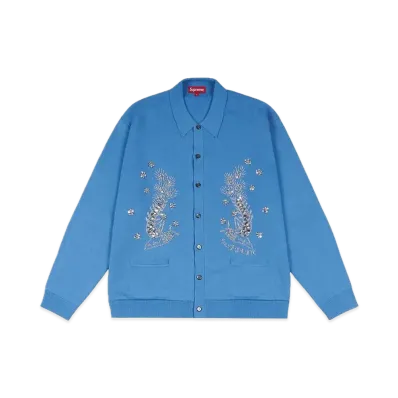 Supreme Beaded Applique Cardigan "Bright Blue"
