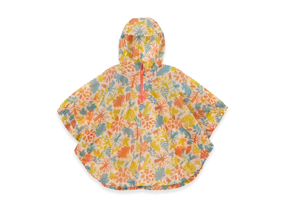 mont-bell Baby's Print Trekking Rain Poncho 75-95 "Orange"