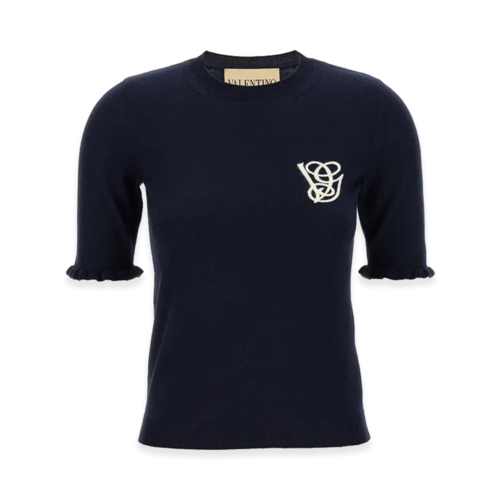 Valentino Garavani Women's Vg Embroidery Top "Blue"