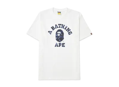 A BATHING APE College Tee "White/Navy"