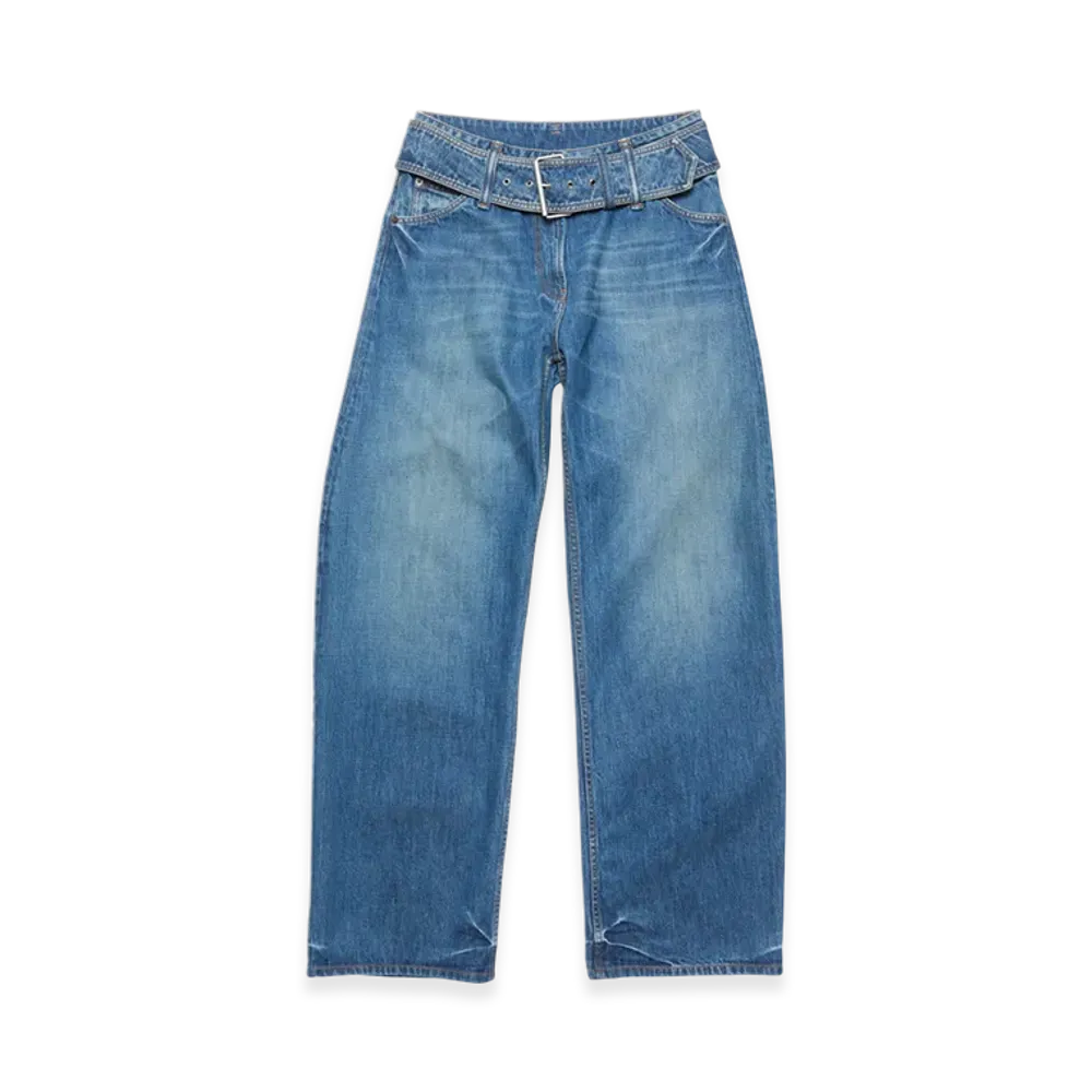 Acne Studios Belted Denim Trousers "Mid Blue"