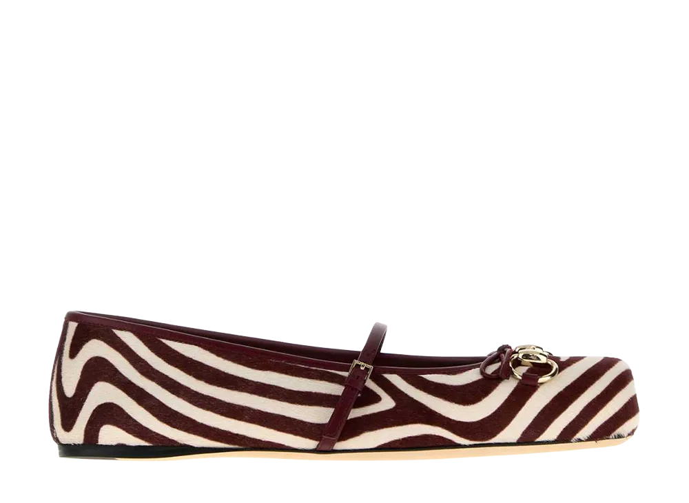 GUCCI Women's Printed Calf Hair Ballerinas "Animal Print"