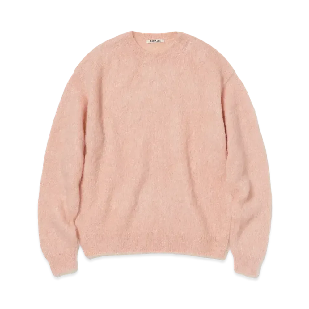 AURALEE Brushed Super Kid Mohair Knit P/O "Pink Beige"