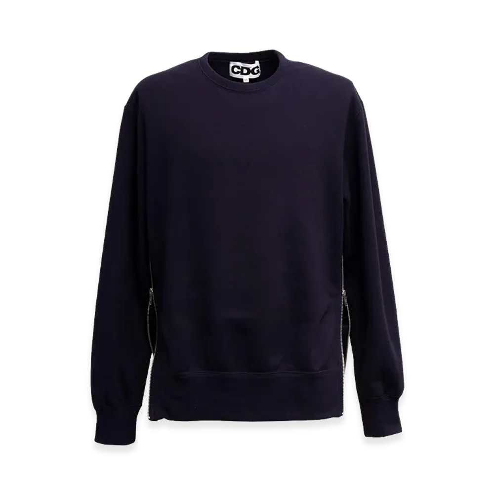 COMME des GARCONS CDG Classic Crew Neck Sweatshirt With Zip "Navy"