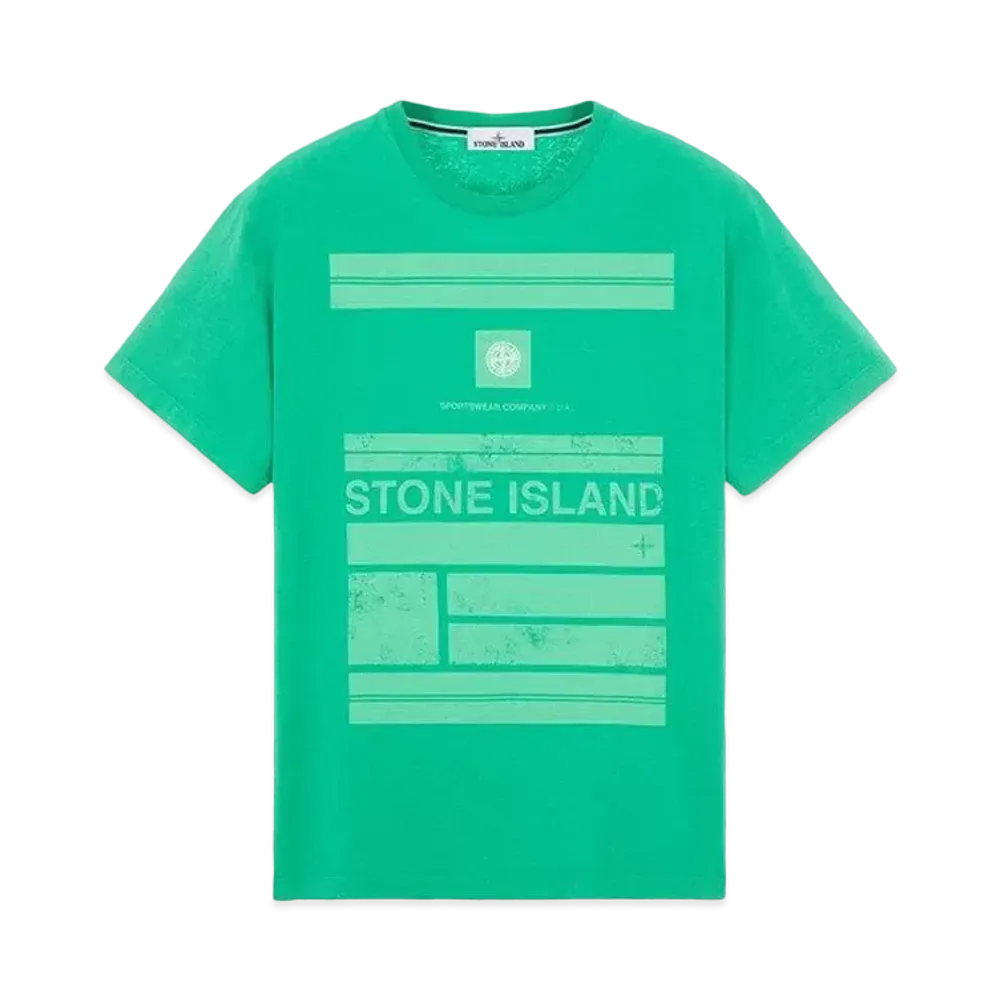 Stone Island 2NS78 COTTON JERSEY 'MOSAIC ONE' PRINT_SLIM FIT "Green"