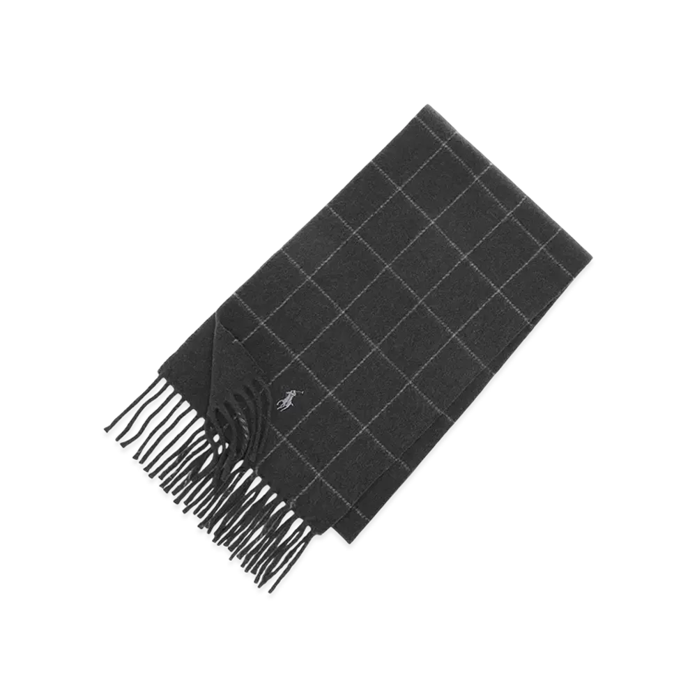 Polo Ralph Lauren Reversible Windowpane Scarf "Charcoal/Grey"