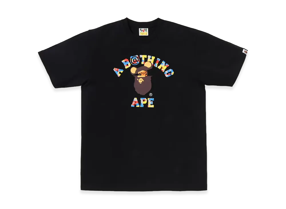 A BATHING APE x MEDICOM TOY 30th Anniv. College Milo Tee "Black"