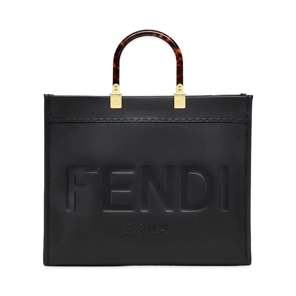 FENDI Sunshine Medium Leather Shopper "Black"